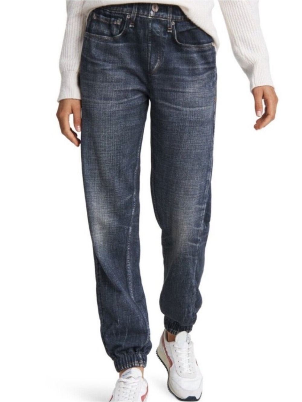 NEW Rag & Bone Miramar Jogger Pants Merest Blue Faux Denim Jeans Sweatpants Sz M
